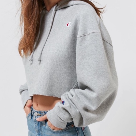 Grey Champion Cropped Hoodie- Sz M - Picture 3 of 5